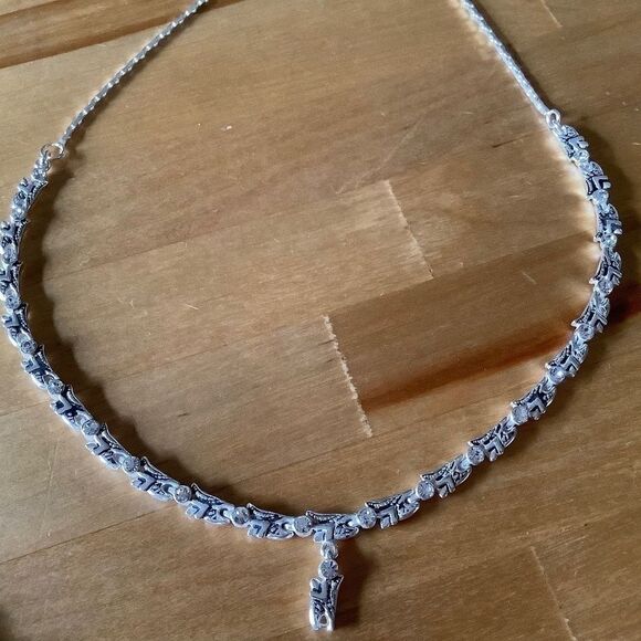 𝅺sterling SILVER 925 WHITE ZIRCON NECKLACE/BRACELET WOMAN SET​ - Picture 8 of 14